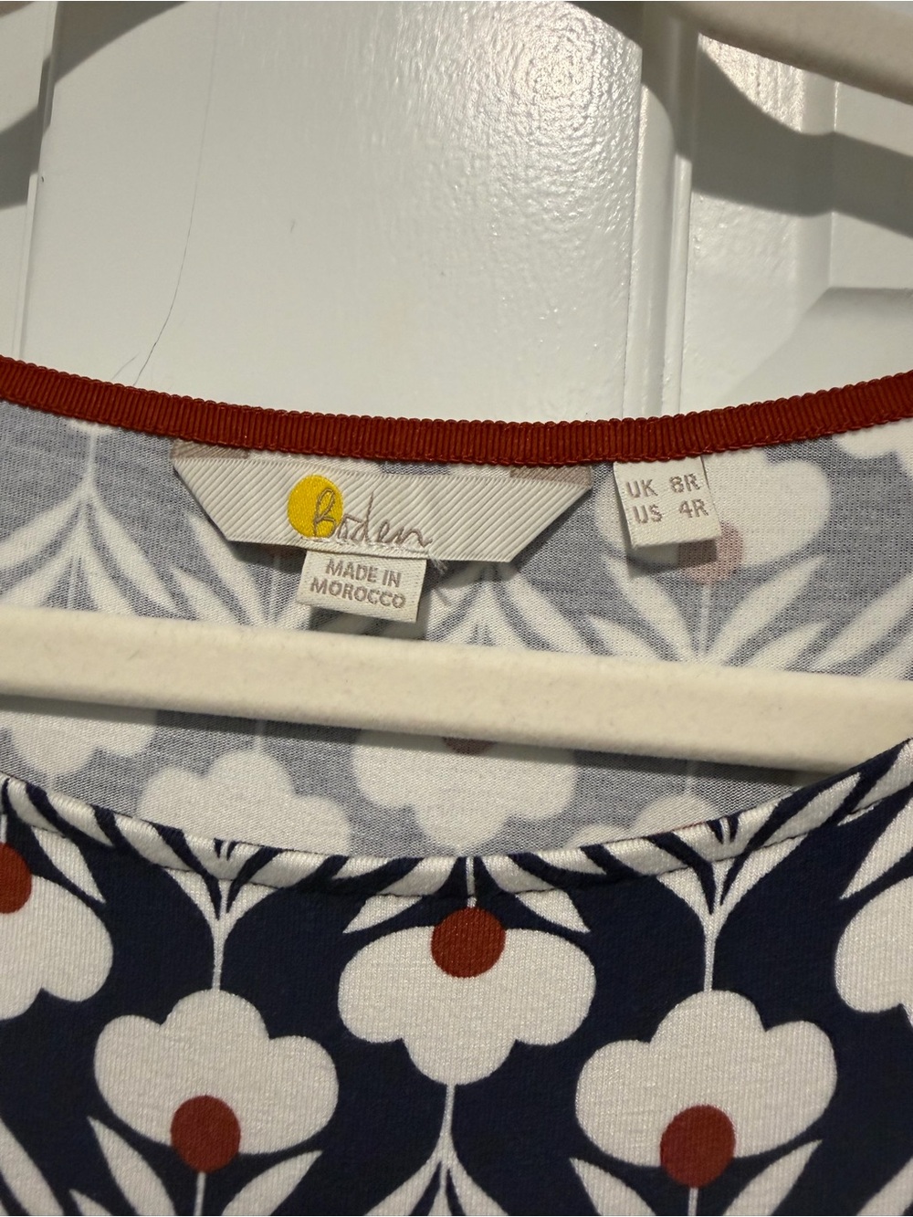 Boden Abigail Long Sleeve Jersey Dress Navy Mod Floral Print Size US 4 - Picture 4 of 7